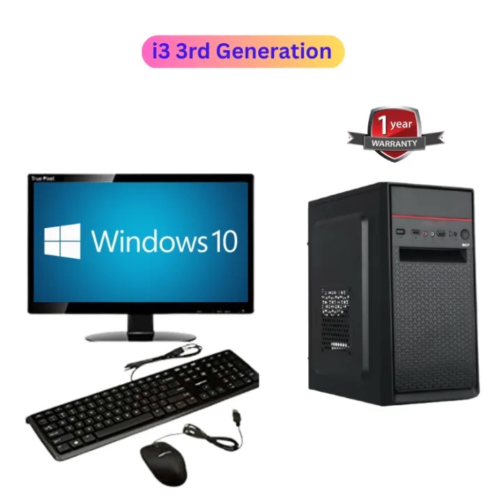 Desktop PC i3 3rd Generation 4 GB RAM 128 GB SSD 19" Monitor Keyboard & Mouse